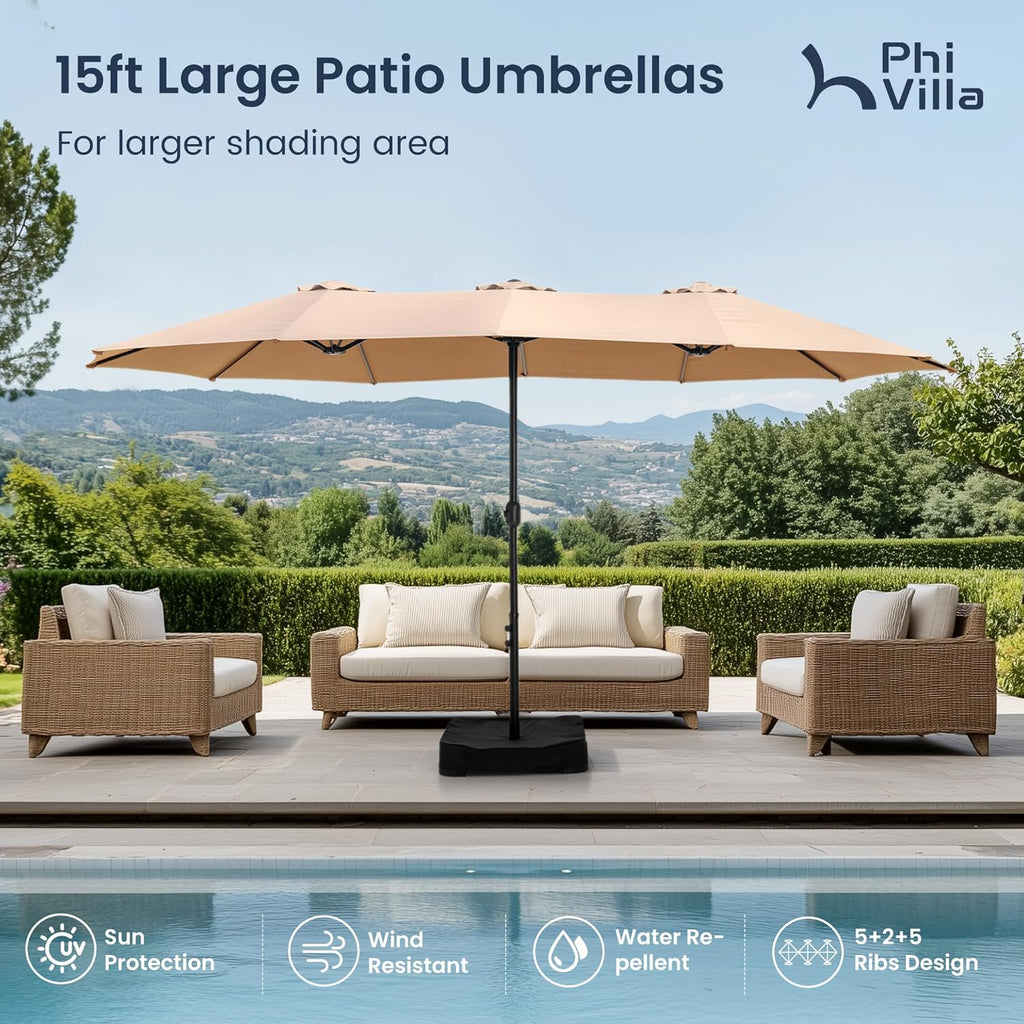 15ft Patio Umbrella with Base Included