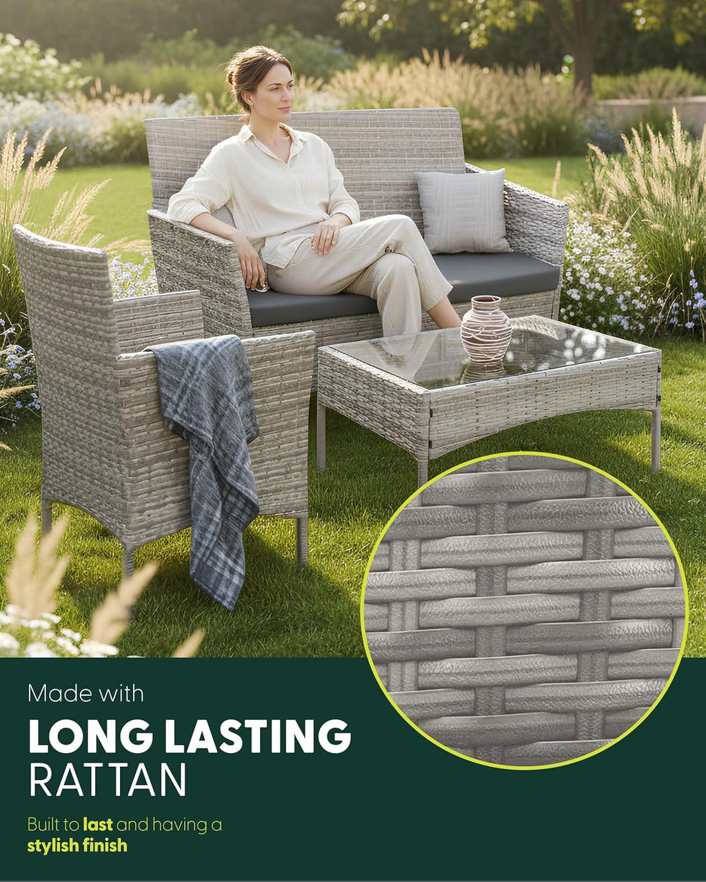 4-Piece Rattan Garden Set
