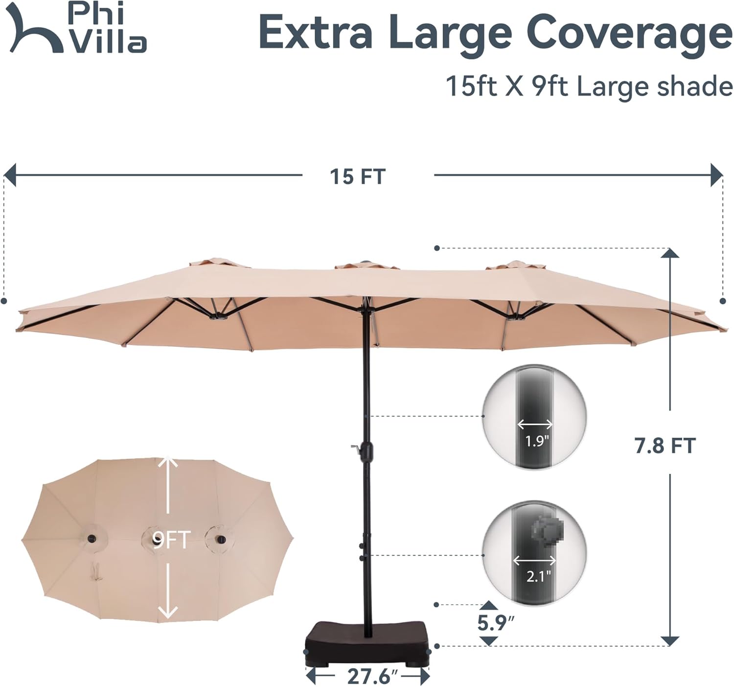 15ft Patio Umbrella with Base Included